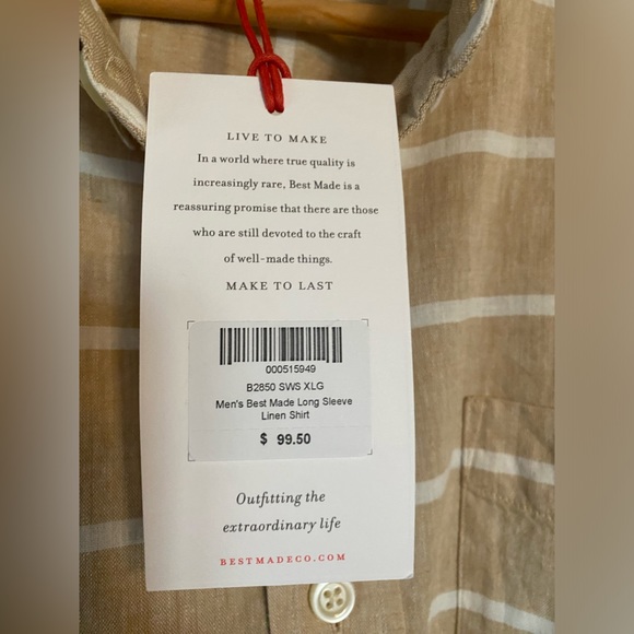 *NWT* Men’s Best Made Co. brand 100% Linen Shirt-XL - Picture 5 of 6